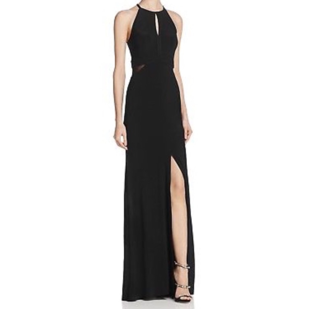 AQUA Keyhole Halter Gown